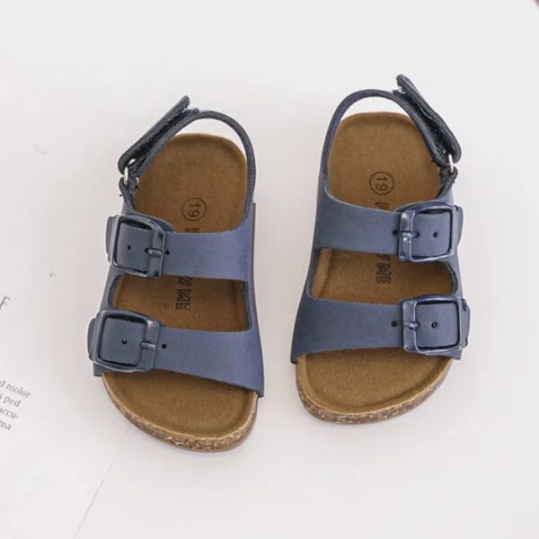 Itty Bitty Navy Double Buckle Sandals - Image 6