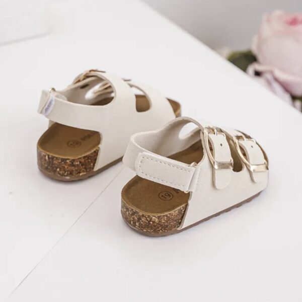 Itty Bitty Cream & Gold Double Buckle Sandals - Image 6