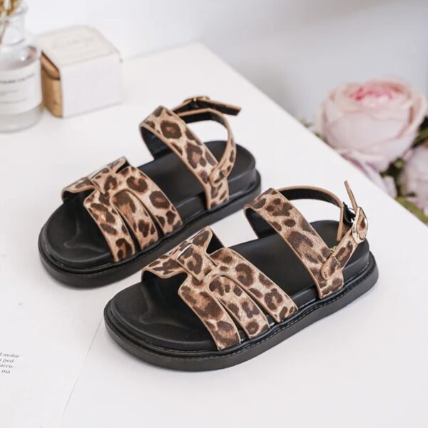 Itty Bitty Leopard & Black Multi Strap Sandals