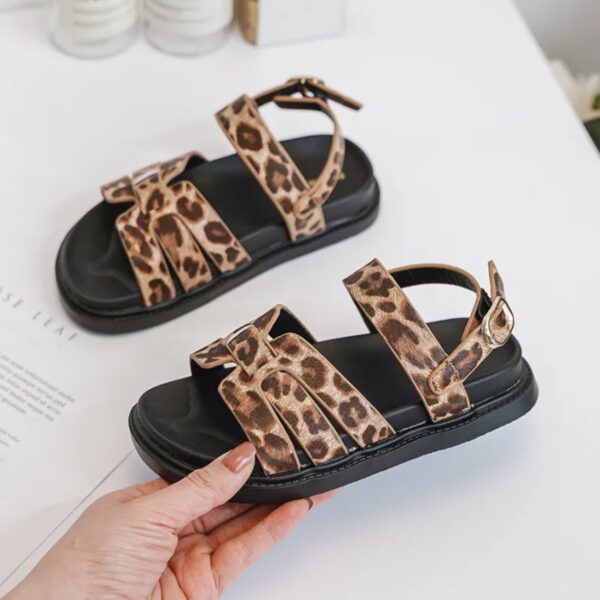 Itty Bitty Leopard & Black Multi Strap Sandals - Image 4