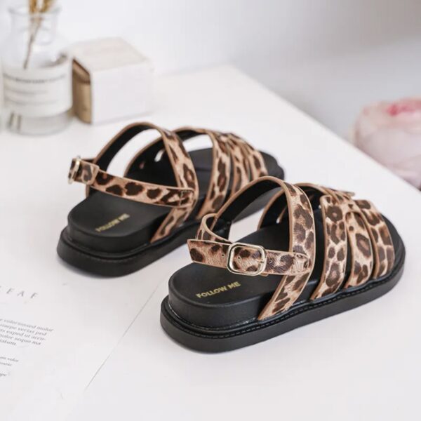 Itty Bitty Leopard & Black Multi Strap Sandals - Image 5