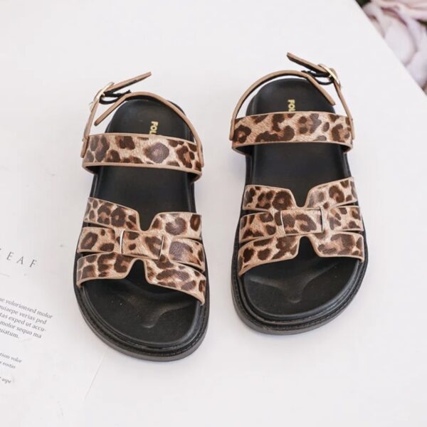 Itty Bitty Leopard & Black Multi Strap Sandals - Image 6