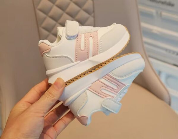 Itty Bitty White & Pink Detail Trainers - Image 5