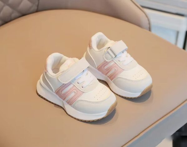 Itty Bitty White & Pink Detail Trainers - Image 4