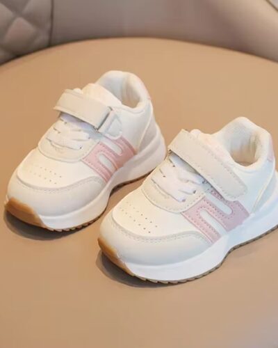 Itty Bitty White & Pink Detail Trainers