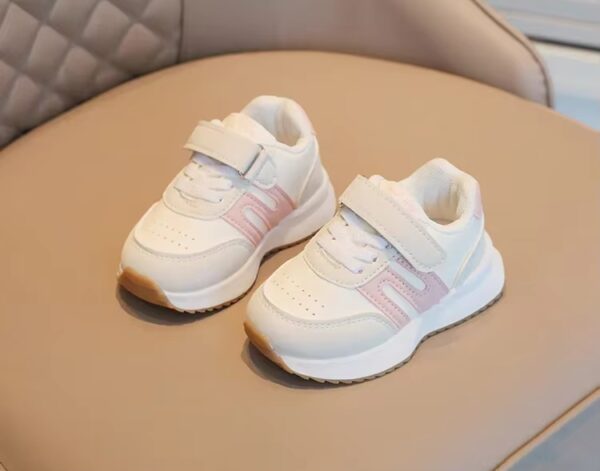 Itty Bitty White & Pink Detail Trainers