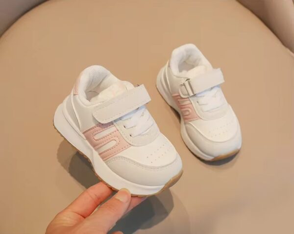 Itty Bitty White & Pink Detail Trainers - Image 6