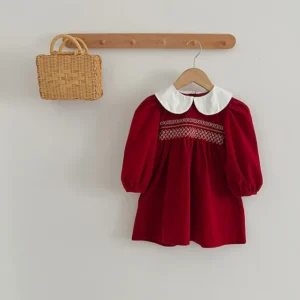 Baby Girl Dresses UK — Boutique Collection for Your Little Princess 22 Itty Bitty Christmas Red Cotton Embroidery Dress