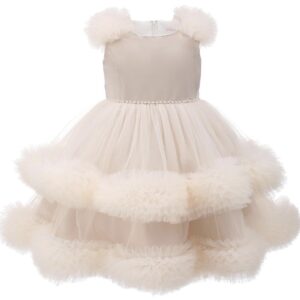 Baby Girl Dresses UK — Boutique Collection for Your Little Princess 9 Itty Bitty Mocha Beaded Peplum Ruffle Tulle Dress