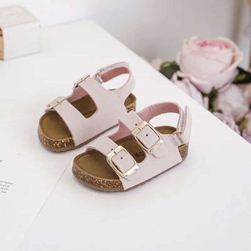Itty Bitty Pink & Gold Double Buckle Sandals 1 Itty Bitty Pink & Gold Double Buckle Sandals