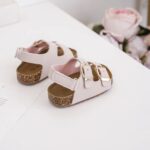 Itty Bitty Pink & Gold Double Buckle Sandals