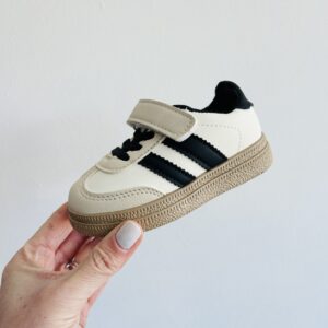 Itty Bitty Kids Beige & Black Stripe trainers