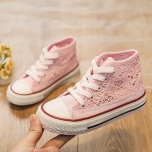 Itty Bitty Pink Crochet High Top Trainers