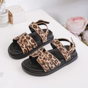 Itty Bitty Leopard & Black Multi Strap Sandals