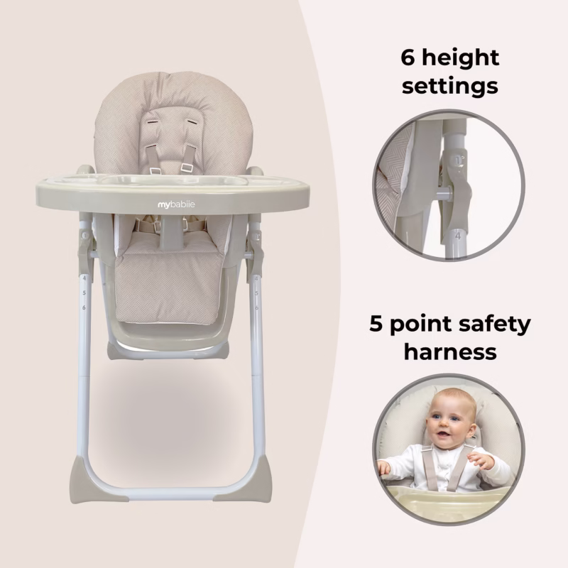My Babiie Oatmeal Herringbone Premium Highchair