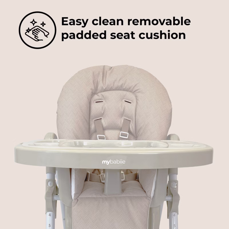 MBHC8BFHB-Graphics-8 My Babiie Oatmeal Herringbone Premium Highchair