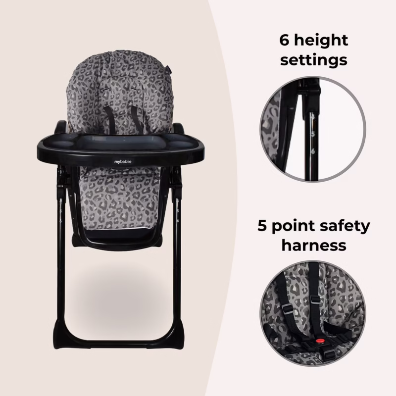 My Babiie Black Leopard Premium Highchair