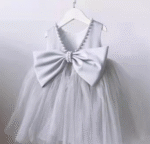 Itty Bitty Grey Pearl Embellished Bow Dress