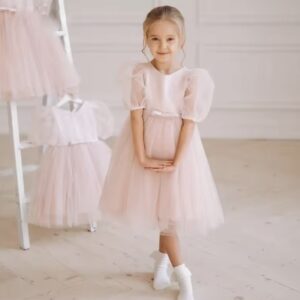 Baby Girl Dresses UK — Boutique Collection for Your Little Princess 25 Itty Bitty Pink Puff Sleeve Tutu Dress With Waist Belt