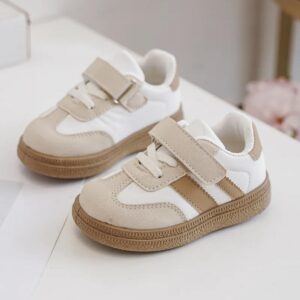 Itty Bitty Beige Samba Kids Stripe trainers