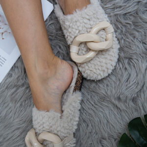 Itty Bitty Women's Beige Mule Winter Slipper