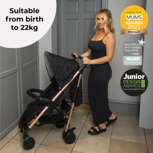 Billie Faiers My Babiie MB51 Rose Gold Black Lightweight Quilted Stroller