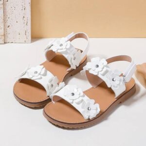 Itty Bitty White 3D Flower Sandals - Perfect for Summer