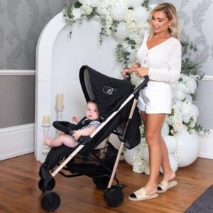 Billie Faiers MB51 Rose Gold Black Lightweight Quilted Stroller