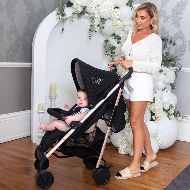 Billie Faiers MB51 Rose Gold Black Lightweight Quilted Stroller Billie Faiers MB51 Rose Gold Black Lightweight Quilted Stroller