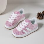 Itty Bitty Pink Glitter Stripe Trainers Itty Bitty Pink Glitter Stripe Trainers