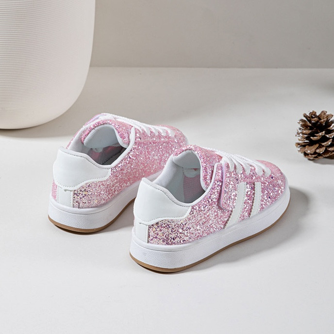 Itty Bitty Pink Glitter Stripe Trainers Itty Bitty Pink Glitter Stripe Trainers