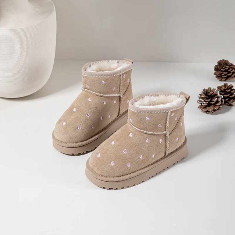 Itty Bitty Limited Edition Beige with Pink Heart Snuggle Boots