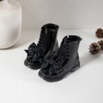 Itty Bitty Black Diamante Bow Cosy Lined Boots Itty Bitty Black Diamante Bow Cosy Lined Boots