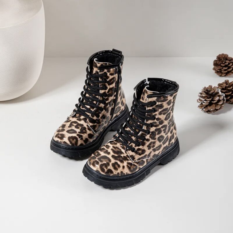 Itty Bitty Leopard Print Croc Patent Cosy Lined Boots