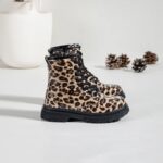Itty Bitty Leopard Print Croc Patent Cosy Lined Boots