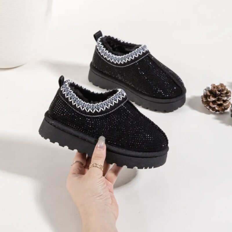 Itty Bitty Kids Black Diamante Encrusted Tazz Clog Boots