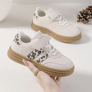 Itty Bitty Kids Beige Leopard Print Stripe Trainers
