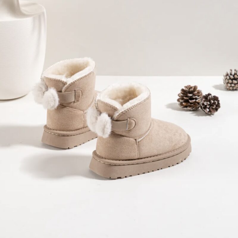Itty Bitty Limited Edition Beige Fluffy Bow Snuggle Boots