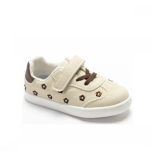 Itty Bitty Kids Beige Flower with White Sole Trainers