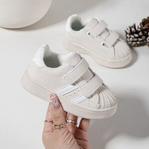 Itty Bitty Kids Beige & White Stripe Trainers