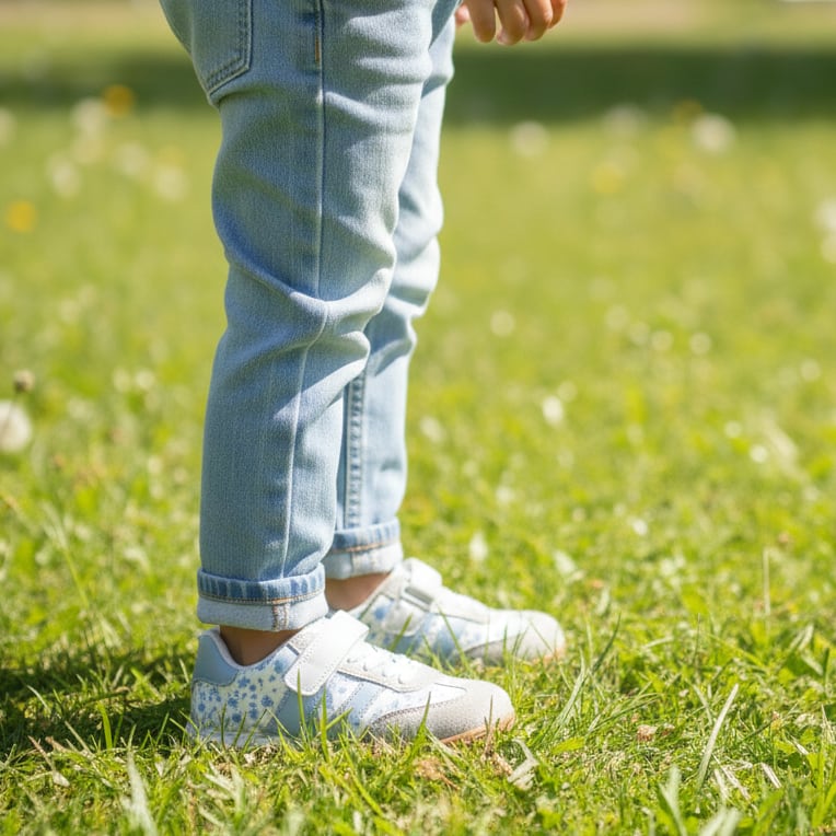 Itty Bitty Blue Floral Stripe Trainers