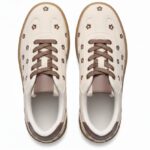 Itty Bitty Kids Beige & Brown Flower Trainers