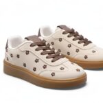 Itty Bitty Kids Beige & Brown Flower Trainers