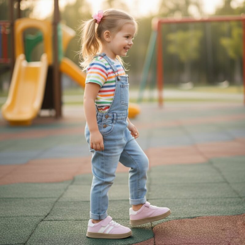 Itty Bitty Kids Pink Stripe Bold Sole Trainers