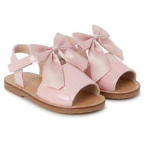 Itty Bitty Spanish Shiny Patent Style Pink Bow Sandals
