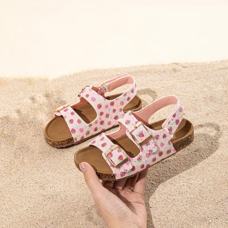Itty Bitty Kids Strawberry Glitter Double Buckle Sandals
