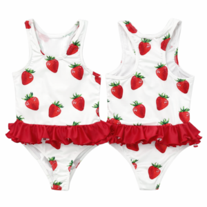 Itty Bitty Strawberry Print Frilled Swimsuit