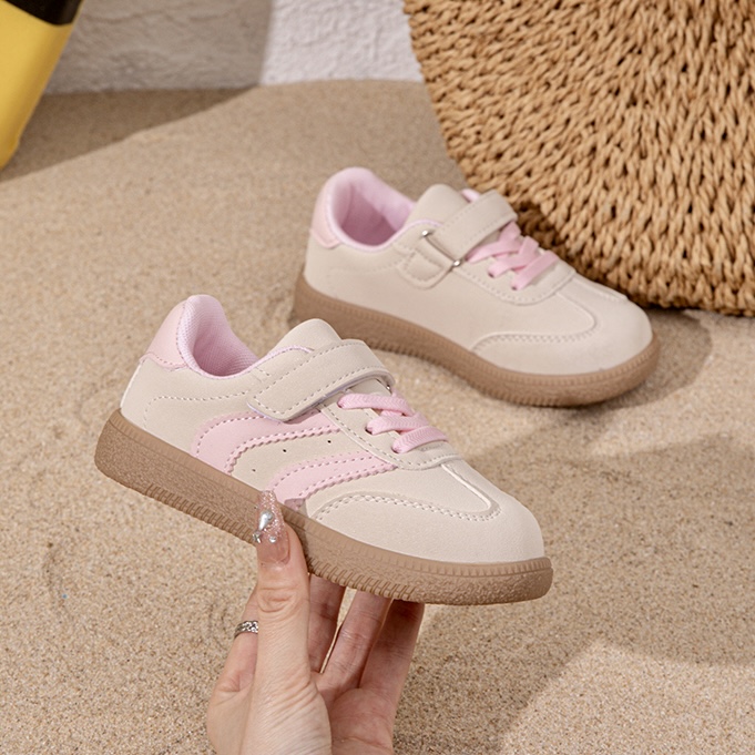 MS_1773859621001 Itty Bitty Kids Beige & Pink Stripe Trainers