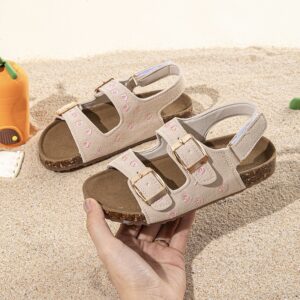 Itty Bitty Limited Edition Beige & Flower Double Buckle Sandals