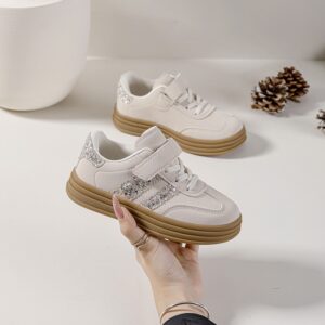Itty Bitty Limited Edition Kids Beige & Gold Stripe Trainers